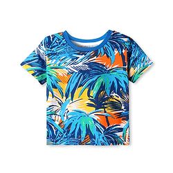 Babyhug Cotton Knit Half Sleeves T-Shirt with Tropical Theme Print - White