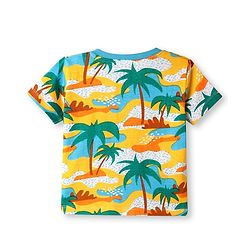 Babyhug Cotton Knit Half Sleeves T-Shirt with Beach Theme Print - White