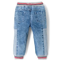 Babyhug Denim Full Length Washed Jogger Jeans With Stretch - Blue