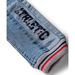 Babyhug Denim Full Length Washed Jogger Jeans With Stretch - Blue