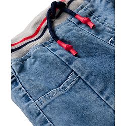 Babyhug Denim Full Length Washed Jogger Jeans With Stretch - Blue