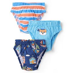 Babyhug 100% Cotton Knit Antibacterial Briefs With Animal Print Pack of 3 - Multicolor
