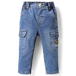 Babyhug Cotton Denim Full Length Washed Jeans With Stretch - Blue