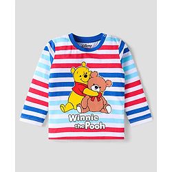 Babyhug Disney Single Jersey Knit Full Sleeves Night Suit With Winnie The Pooh Graphic - Blue Red & Light Blue