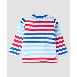 Babyhug Disney Single Jersey Knit Full Sleeves Night Suit With Winnie The Pooh Graphic - Blue Red & Light Blue