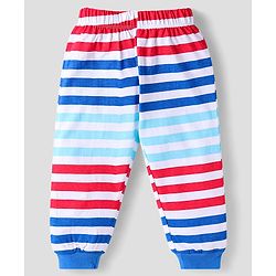 Babyhug Disney Single Jersey Knit Full Sleeves Night Suit With Winnie The Pooh Graphic - Blue Red & Light Blue