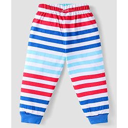 Babyhug Disney Single Jersey Knit Full Sleeves Night Suit With Winnie The Pooh Graphic - Blue Red & Light Blue