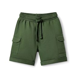 Babyhug Cotton Knit Mid Thigh Length Solid Color Shorts - Green