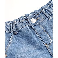 Babyhug Full Length Washed Denim Jeans with Stretch & Sun Embroidery - Light Blue