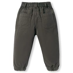 Babyhug Cotton Lycra Woven Full Length Solid Trouser With Stretch - Olive