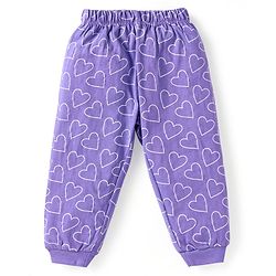 Babyhug Disney Single Jersey Knit Full Sleeves Night Suit With Frozen Elsa & Anna Graphic - Purple