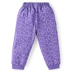 Babyhug Disney Single Jersey Knit Full Sleeves Night Suit With Frozen Elsa & Anna Graphic - Purple