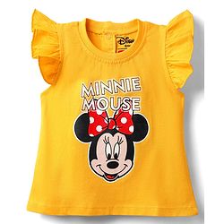 Babyhug Disney Single Jersey Knit  Sleeveless T-Shirt With Frock & Minnie & Friends Graphic & Frill Detailing - Pink