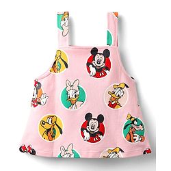 Babyhug Disney Single Jersey Knit  Sleeveless T-Shirt With Frock & Minnie & Friends Graphic & Frill Detailing - Pink