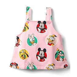 Babyhug Disney Single Jersey Knit  Sleeveless T-Shirt With Frock & Minnie & Friends Graphic & Frill Detailing - Pink
