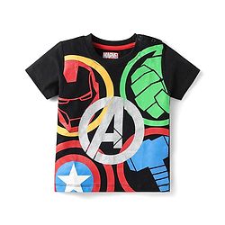 Babyhug Marvel Single Jersey Knit Half Sleeves  T-Shirts With Foil Print Avenger Graphics Pack Of 3 - Red Black & Yellow