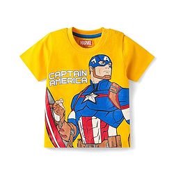 Babyhug Marvel Single Jersey Knit Half Sleeves  T-Shirts With Foil Print Avenger Graphics Pack Of 3 - Red Black & Yellow