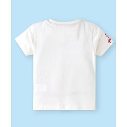 Babyhug Marvel Single Jersey Knit Half Sleeves T-Shirt & Shorts Set With Iron Man Graphics & Pocket Detailing - White & Light Blue