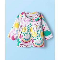 Babyhug Single Jersey Knit Full Sleeves Floral Print Night Suit - Multicolor