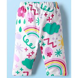 Babyhug Single Jersey Knit Full Sleeves Floral Print Night Suit - Multicolor
