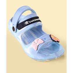 Cute Walk by Babyhug Clogs With Bow & Heart Applique - Blue
