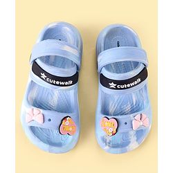 Cute Walk by Babyhug Clogs With Bow & Heart Applique - Blue