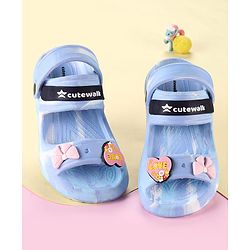 Cute Walk by Babyhug Clogs With Bow & Heart Applique - Blue