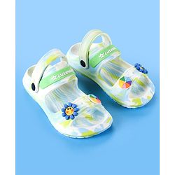 Cute Walk by Babyhug Clogs With Sunflower & Umbrella Applique - White