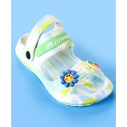 Cute Walk by Babyhug Clogs With Sunflower & Umbrella Applique - White