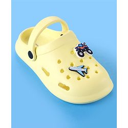 Cute Walk by Babyhug Clogs With Aeroplane & Monster Car Applique - Yellow
