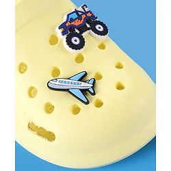 Cute Walk by Babyhug Clogs With Aeroplane & Monster Car Applique - Yellow