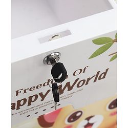 Babyhug 3 Layers High Density Plastic Storage Cabinet Teddy Print With Wheels - White