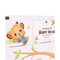 Babyhug 4 Layers High Density Plastic Storage Cabinet Teddy Print With Wheels - White