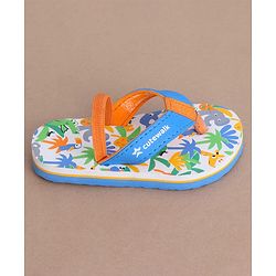 Cute Walk by Babyhug Jungle Theme Printed Flip Flops with Back Strap - Blue