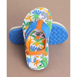 Cute Walk by Babyhug Jungle Theme Printed Flip Flops with Back Strap - Blue