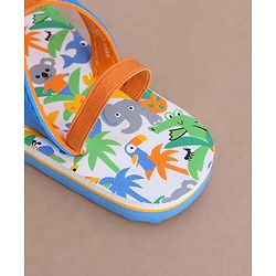 Cute Walk by Babyhug Jungle Theme Printed Flip Flops with Back Strap - Blue
