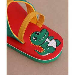 Cute Walk by Babyhug Flip Flops with Back Strap & Crocodile Print - Red