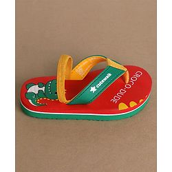 Cute Walk by Babyhug Flip Flops with Back Strap & Crocodile Print - Red