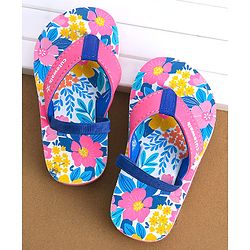 Cute Walk by Babyhug Flip Flops with Back Strap & Floral Print - Pink