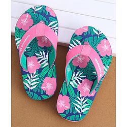 Cute Walk by Babyhug Slip On Flip Flops with Tropical Theme Print - Pink