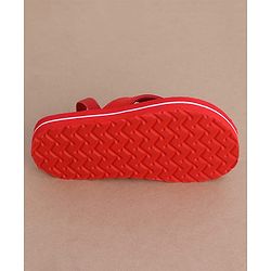 Cute Walk by Babyhug Flip Flops  with Back Strap & Bear Print - Red