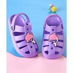 Cute Walk by Babyhug Clogs with Backstrap Closure & Dolphin Applique - Purple