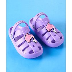 Cute Walk by Babyhug Clogs with Backstrap Closure & Dolphin Applique - Purple