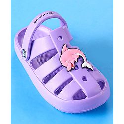 Cute Walk by Babyhug Clogs with Backstrap Closure & Dolphin Applique - Purple