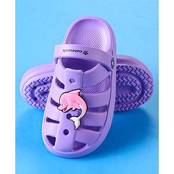 Cute Walk by Babyhug Clogs with Backstrap Closure & Dolphin Applique - Purple