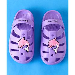 Cute Walk by Babyhug Clogs with Backstrap Closure & Dolphin Applique - Purple