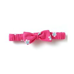 Babyhug 100% Cotton Knit Frill Sleeves Floral Printed Onesie With Headband & Booties - Dark Pink