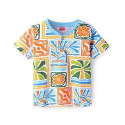 Babyhug Cotton Knit Half Sleeves Printed T-Shirt - White