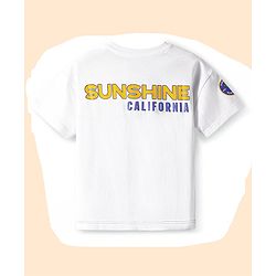 Babyhug Cotton Knit Half Sleeves Oversized T-Shirt with Beach Theme Print - White