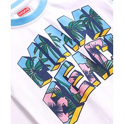 Babyhug Cotton Knit Half Sleeves T-Shirt with Beach Theme Print - White